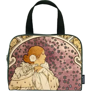 Cestovní taška Plumeria Plu - Cestovní taška se zipem Alphonse Mucha La Dame Aux Camelias - 24 x 18 x 7 cm