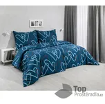 Flanelové povlečení 140x200+70x90 Srdce tmavě modré