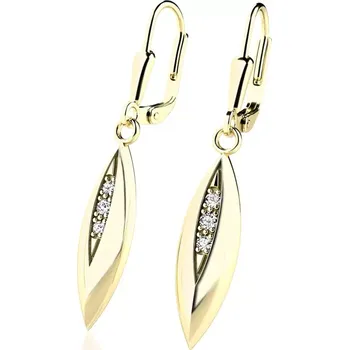 Náušnice Dámské náušnice žluté zlato 585/1000 přírodní diamant 0.044 ct G/SI visací 10974-ZL-DIA