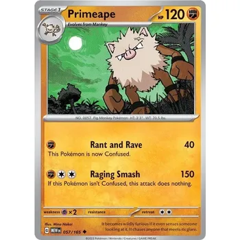 Sběratelská karetní hra Primeape 057/165 - Scarlet & Violet 151 Typ karty: Reverse Holo