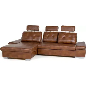 Sedací souprava kožená moderní sedací souprava DIOR LUX s rozkladem, levá, hnědá (s-12)