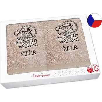 Ručník Vánoční dárková sada ručník + osuška Znamení Štír béžová/hnědá