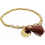 JSB bijoux s.r.o. Zlatý kuličkový náramek z bižuterní slitiny se střapcem a s korálky Swarovski Golden Shadow