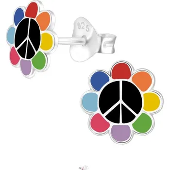 Náušnice Prosperk Náušnice stříbrné barevné - symbol míru S1862