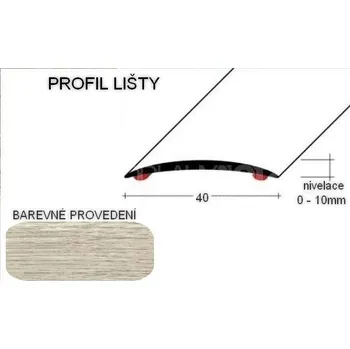 přechodová lišta A 13 PŘECHODOVÉ LIŠTY - SAMOLEPÍCÍ, šíře 40 mm Barva: Dub malaga, Zvolte délku: 93 cm