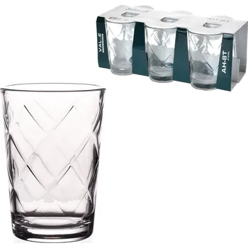 Sklenice Odlivky 210 ml lisované sklo 6ks - dekor kosodélníky