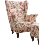 křeslo ušák Royal I květy, béžová/ořech (2108)
