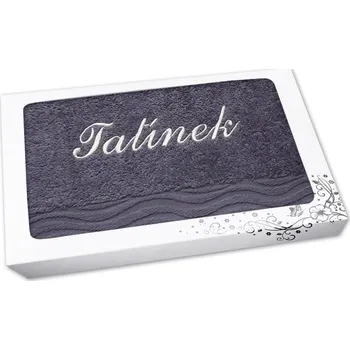 Látkový kapesník Dárkové balení ručníku TATÍNEK tmavě šedý