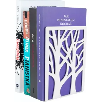 Zarážka na knihu Bílá kovová zarážka na knihy Stromy