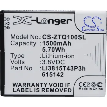 Baterie k notebooku Baterie Cameron Sino CS-ZTQ100SL za Li3815T43P3h615142-I - neoriginální