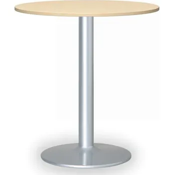 Jednací stůl B2B Partner Konferenční stolek FILIP II, průměr 80 cm, šedá podnož, bříza