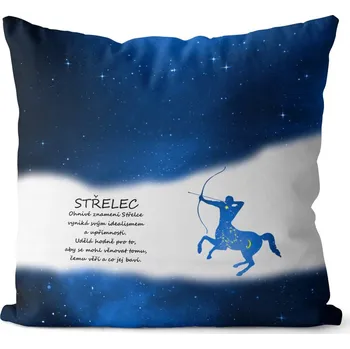 Dekorativní polštářek Polštář 40 x 40 cm - Střelec (23.11. - 21.12.) - modrý