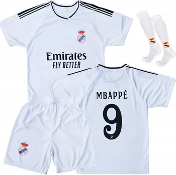 ShopJK Dětský fotbalový dres s podkolenkami Mbappé Real Madrid bílá 176