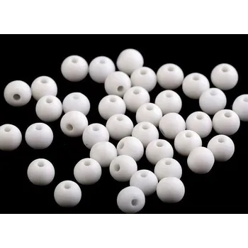 Dětské navlékací korálky Plastové korálky matné Ø6 mm bílá 100ks