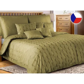 Povlečení Damaškové povlečení EXCELLENT 70x90, 140x220 GEON Elisia oliva