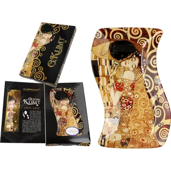 Talíř Carmani® Carmani - Skleněný prohnutý talíř G. Klimt Polibek - 15*23 cm