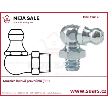 M10x1,5 H3 - ocel - zinek bílý - Maznice kulová pravoúhlá (90°) s metrickým závitem