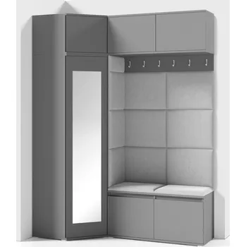 Šatní skříň Předsíňová stěna AMI 38 Se zrcadlem Grafit Růžová