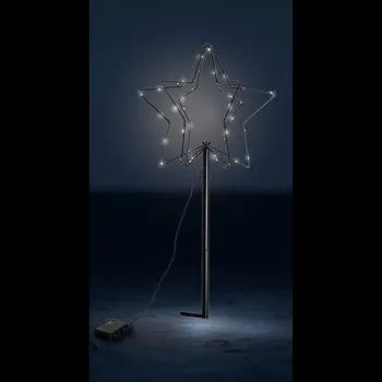 Vánoce Světelná hvězda velký 52 LED zápich vánoční kovový 3D na baterie s časovačem IP 44