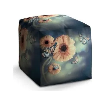 Taburet Cube Květinová abstrakce: 40x40x40 cm