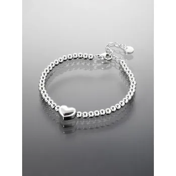 Náramek Prosperk Korálkový náramek z oceli se srdíčkem stříbrný S3405