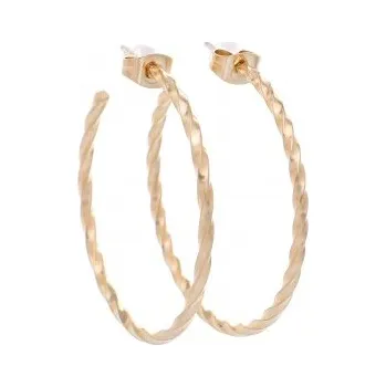 Náušnice Prosperk Náušnice ocelové kruhy zlaté vlnité S0782