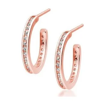 Náušnice Prosperk Náušnice kroužky s kamínky růžová zlatá S4419