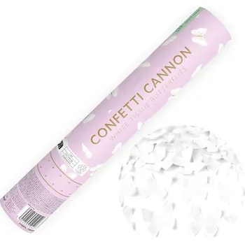 Konfeta PartyDeco Vystřelovací konfety bílé motýlci 28 cm