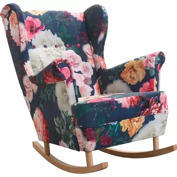 Křeslo Houpací křeslo Royal/Bujak, modrá vzor květy (M 135/sonoma)