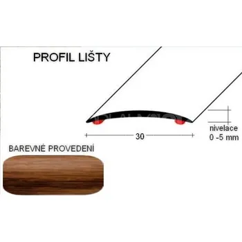 přechodová lišta A 03 PŘECHODOVÉ LIŠTY - SAMOLEPÍCÍ, šíře 30 mm Barva: Afrezie, Zvolte délku: 93 cm