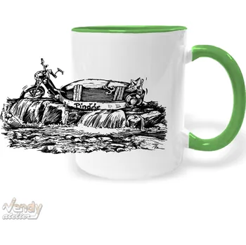 Hrnek - vodácký motiv pro milovníky motorek Barva: Zelená