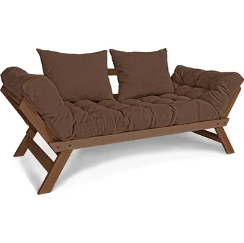 Pohovka Rozkládací futonová pohovka BREEZIO 03 170 cm z masivu/hnědá