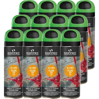 Stavebniny Sprej SOPPEC FLUO, různé barvy Počet kusů: 12 ks, Barva: Zelená