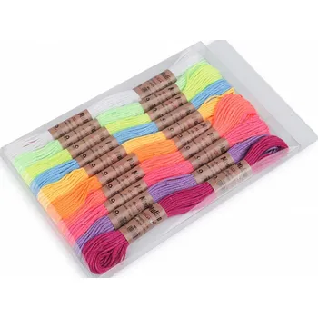 Textilie Příze vyšívací Mouline sada 10 ks/8 m MIX NEON