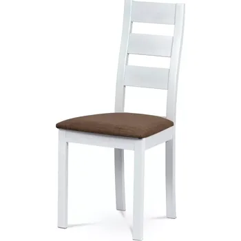 Jídelní židle Jídelní židle, masiv buk, barva bílá, látkový hnědý potah