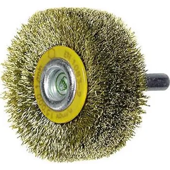 Drátěný kartáč Osborn 0002507542 - Kartáč drátěný kotoučový pr. 80 mm, šíře 19 mm, stopka pr. 6 mm, zvlněný MOSAZný drát 0,2 mm, Superior