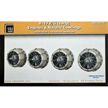 Plastikový model S.B.S model 1/48 B-17 F/G early Engine&Nacelle Cowlings (HKM)