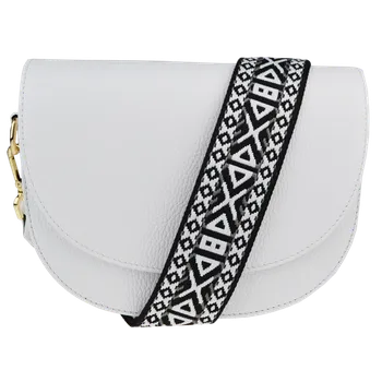 NovaKabelka.cz Kožená italská crossbody kabelka Ramona Bianca s přídavným popruhem II