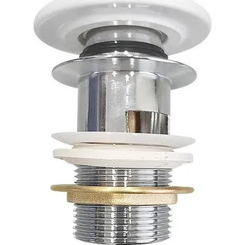 sítko a zátka do dřezu CERSANIT Cersanit, keramická kovová zátka typu ClickClack s přepadem, bílá, K99-0184