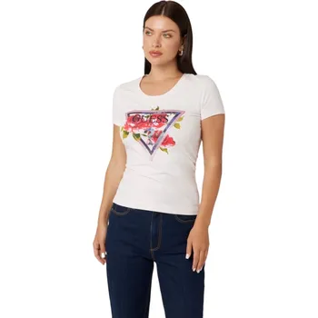 Dámské tričko GUESS SS CN ROSES TRIANGLE W4YI71J1314 A60W L Velikost: S