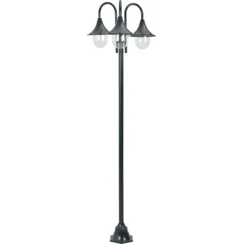 Venkovní osvětlení vidaXL Marketos Zahradní sloupová lampa 3 ramena E27 220 cm hliník tmavě zelená