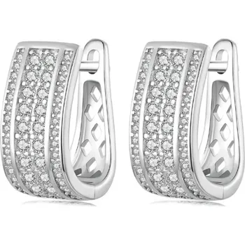 Náušnice For Silver Široké uzavřené náušnice se zirkony - Stříbro 925