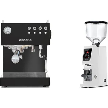 Kávovar Ascaso Steel DUO, Black + Eureka Atom W 65, white