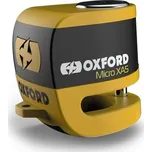 Zámek kotoučové brzdy Micro XA5, OXFORD (integrovaný alarm, žlutý/černý, průměr čepu 5,5 mm)