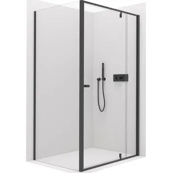 CERANO - Sprchový kout Santini L/P - 6 mm - černá matná, transparentní sklo - 110x100x195 cm - pivotový