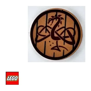 Stavebnice LEGO LEGO® Potištěné dílky LEGO Víko Sudu 2x2 Viking, Potištěná Kruhová Dlaždice 14769pb640