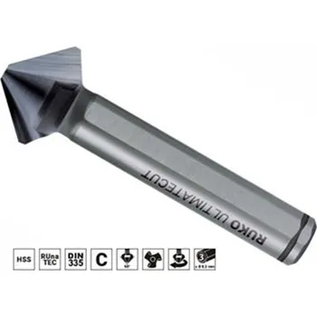Vrták Ruko 102874P - Záhlubník kuželový 90° pr. 10,4 mm čtyřbřitý, válcová stopka pr. 6 mm, HSSE RUnaTEC ULTIMATECUT 4S