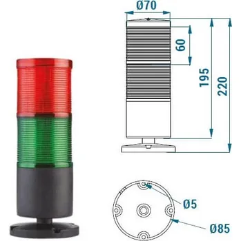 Maják Signalizační sloupek 2 barvy rotační svícení TERMSL2D