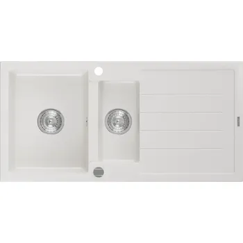 Granitový dřez MEXEN - Andres granitový dřez 1.5 s odkapávačem 1000x500 mm, bílá 6515101510-20 MEXEN