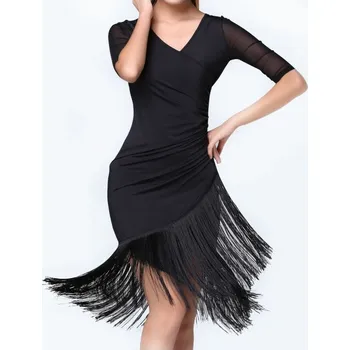 Dámské latino taneční šaty Julieta Černá L S tříčtvrtečními rukávy